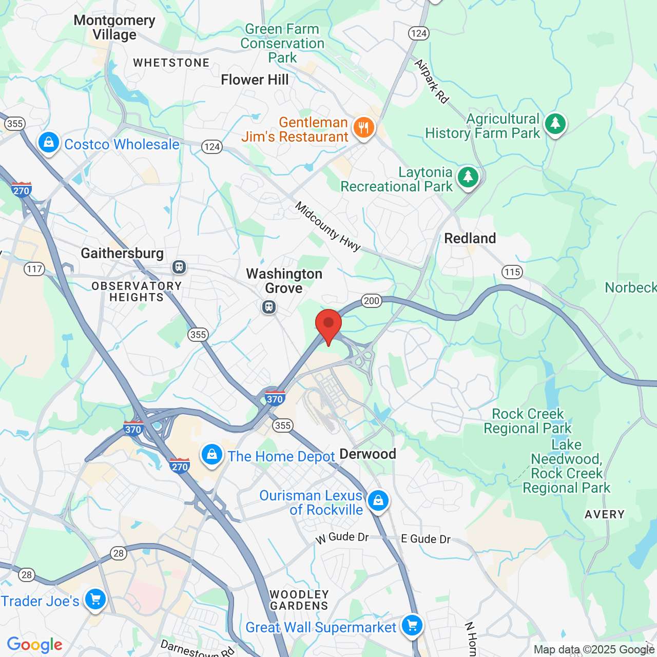 Google map image of our location in 16815 Crabbs Branch Way Rockville, MD